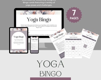 Yogabingo, yogaspel, speelbladen, groepsspel, yoga-activiteit, gezinsyogaspel, digitale yogabingo, spel yogahoudingen, yogakaart, yogatool