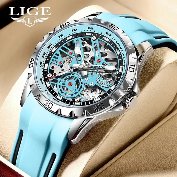 2024  Fashion Men Watch Luxury Wristwatch Automatic Watches for Men Casual Silicone Waterproof Mechanical Watch Montre Homme