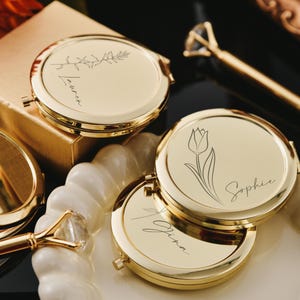 Engraved Bridesmaids Gifts Pocket Makeup Mirror, Elegant Bridal Shower Gift, Personalized Compact Mirror, Bridesmaid Thank You Gift
