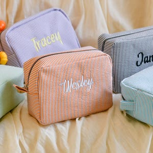 Personalized embroidered makeup bags,custom makeup bags,bridesmaids gifts,bridal party gifts,lettered makeup bags,gifts for her