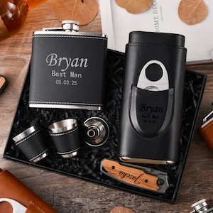 Personalized wine bottle and cigar box kit:His ideal gift, whether it is a best man, dad or boyfriend is very suitable for special occasions