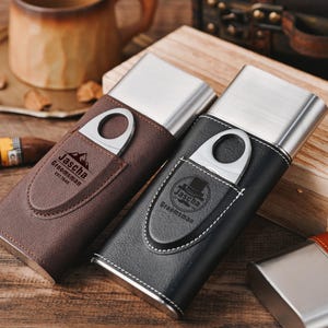 Set di portasigari personalizzati per gli uomini, portasigari da viaggio in pelle di alta qualità, regalo per la festa del papà, scatola di sigari personalizzata, regalo per lo sposo