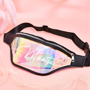 Benutzerdefinierte holografische Bauchtasche | Personalisierte Bauchtasche | Brautjungfern Geschenk Gürteltaschen | Urlaub Bauchtasche | Personalisierte Brautjungfern Geschenke