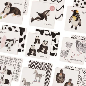 Tarjetas de acuarela para bebés: juguetes de alto contraste, tarjetas didácticas en blanco y negro para estimular la vista, regalo para bebés de 0 meses en adelante