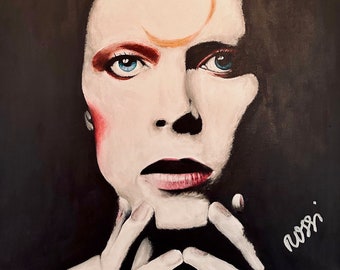 Ziggy Stardust, David Bowie, portrait, acrylic, canvas, unique piece, original