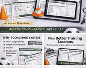 Football Coaching Templates Pack – Player & Goalkeeper Profile, Training Planner, Drill Design Sheet, Match Analysis PDF | Instant Download