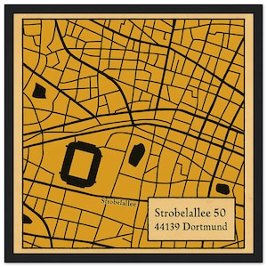 Pôster Vintage Borussia Dortmund – Cartão Retro do Signal Iduna Park | Strobelallee 50 | Mit Rahmen & Museumsdruck. 3 Grandes verfügbar