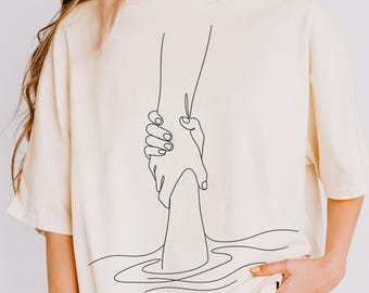 Christian Shirt, Bible Verse Tee, Faith Based Shirt, Jesus Saves Tee, Line Art Christian TShirt, Minimalist Christian Gift, Baptism T-Shirt