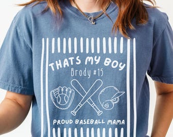 Baseball Mom Shirt, Retro Baseball Moms Club Tee, Thats My Boy Tshirt, Personalized Sports Mom Gift, Womens Baseball T-Shirt