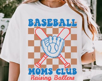 Baseball Mom Shirt, Retro Baseball Moms Club Tee, Raising Ballers Tshirt, Sports Mom Gift, Womens Baseball T-Shirt