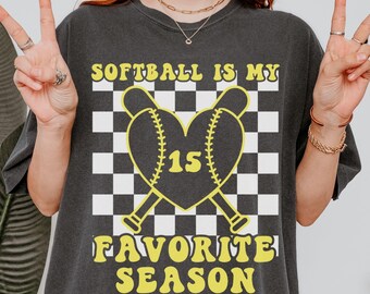 Camiseta de mamá de softbol, Camiseta "El softbol es mi temporada favorita", Camiseta para el día del partido, Regalo personalizado para mamá de softbol, Mamá deportista, Camiseta "Orgullosa mamá de softbol"