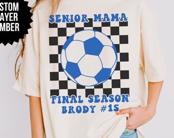 Senior Soccer Mom Shirt, Custom Name and Number TShirt, Personalized Soccer Mom Tee, Senior Night Shirt, Game Day Sports Mom Gift
