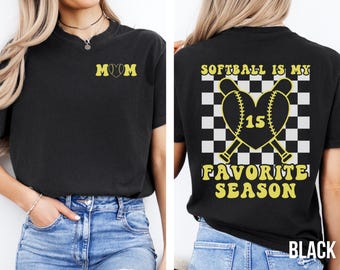 Camiseta de mamá de softbol, Camiseta "El softbol es mi temporada favorita", Camiseta para el día del partido, Regalo personalizado para mamá de softbol, Mamá deportista, Camiseta "Orgullosa mamá de softbol"
