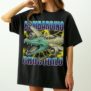 Bombardino Crocodilo Funny Brain Rot T-shirt, Bootleg Rap Tee, Meme Shirt, Weird Clothes, Italian Brainrot Meme, Crocodile Tee, Trending Tee