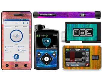 Pegatinas holográficas con brillantina para dispositivos de diabetes: Ypsopump, Tandem Tslim, Medtronic Minimed 780G, Omnipod Dash, Novopen y calcomanías para bombas.