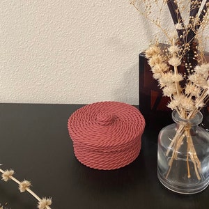 Small Basket with lid, Polymer clay rope mini basket, Decorative mini basket [Handmade]