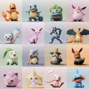 120 Pokemon STL File 5Gb++ 3D STL Bundle Packs 3D Printed Pokemon File - Pokemon Miniatures Pikachu STL file  Pokemons