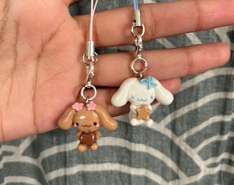 kawaii chibi character cinna & mocha phone charm/ keychain | handmade