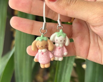 strawberry bunny friends phone charm/ keychain!