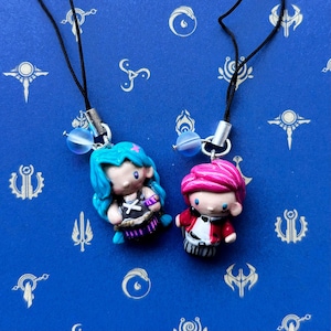 arcane jinx & vi phone charm/ keychain | league of legends-inspired handmade art