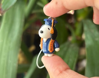 Colgante para móvil personalizado con forma de cachorro para graduación / hecho a mano, regalo de graduación personalizado para instituto o universidad.