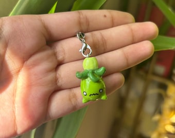 poke friend ‘small olive’ - phone charm / keychain | handmade kawaii art