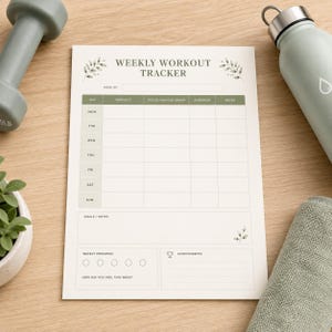 Weekly Workout Planner, Printable Fitness Tracker, Sample 4-Week Workout Program, Instant Download