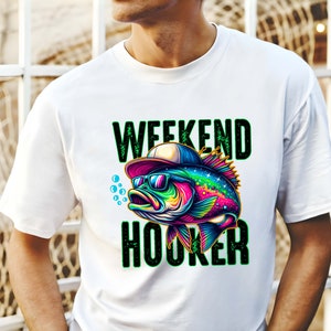 Weekend Hooker Funny Fishing Shirt for anglers Throw Pillow