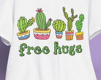 Free Hugs Shirt | Plant Pot | Plant Lovers Gift | Crazy Plant Lady Shirt  Plantaholic Nature Lover Gardening Gift | Cactus Tee Funny tEE