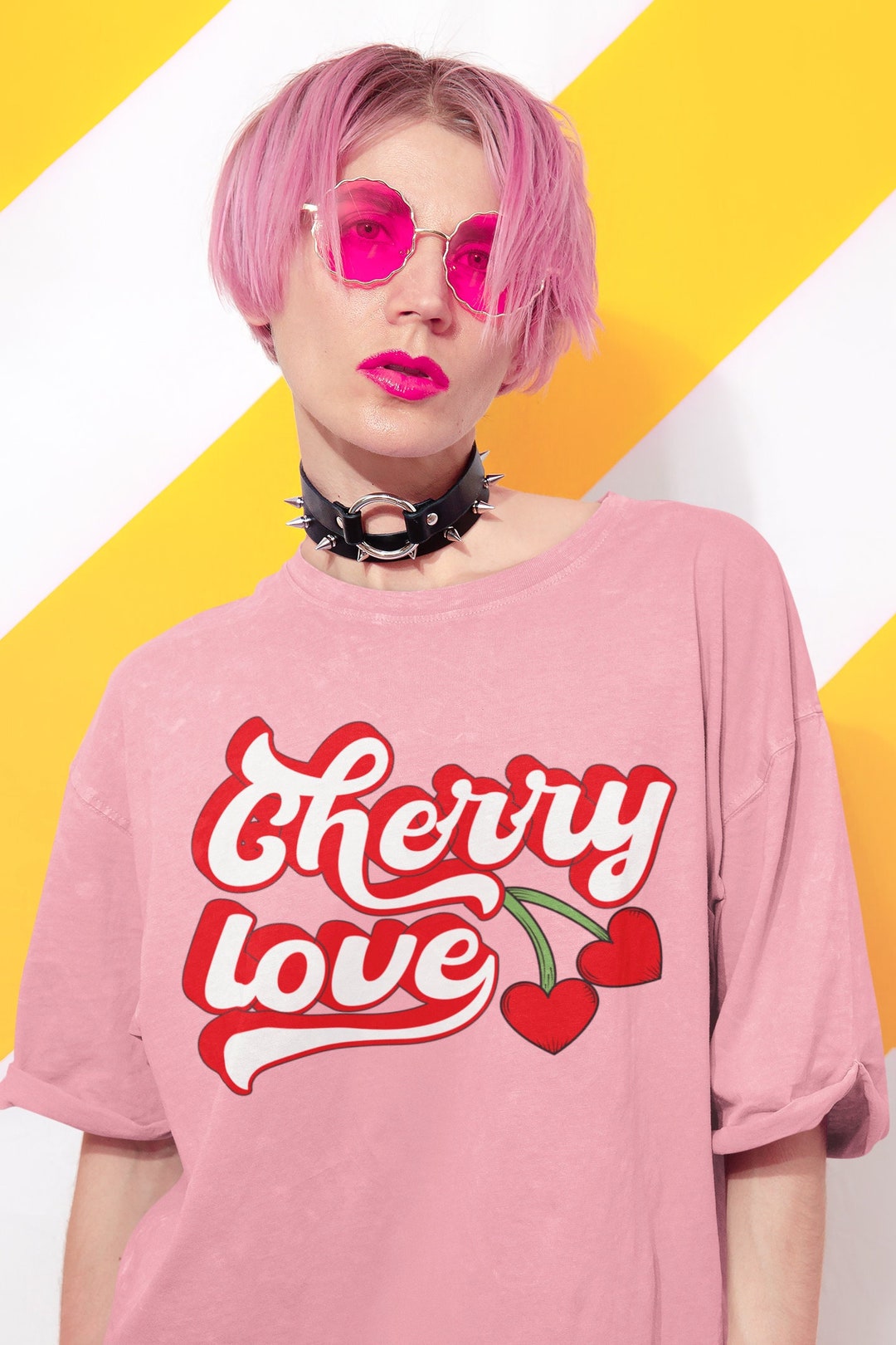 Oversized Shirt Cherry Tshirt / Cherry Love Vintage T-shirt / Cute T ...