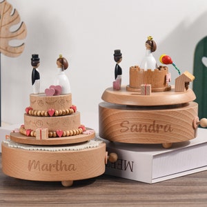 Personalisierte Holz Karussell Spieluhr, Musik Karussell, Spieluhr mit Namen, Jubiläumsgeschenk, Kinder Geschenk,Holz Spieluhr Geschenk Bild 4