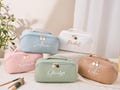 Leather Embroidered Makeup Bag,Personalized Bridesmaid Gifts,Wedding Makeup Bag,Bridal Shower Gift,Cosmetic Bag with Name,Gift for Women product logo