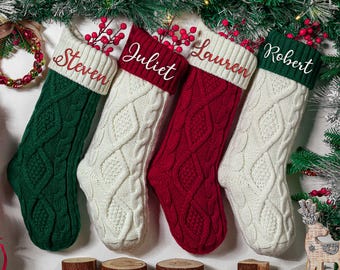 2025 Embroidered Christmas Stocking,Knitted Family Stocking with Name,Monogram Stocking,Holiday Family Stocking gift,Family Stocking Set