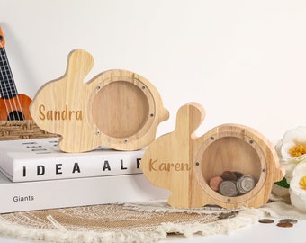 Salvadanaio per bambini in legno personalizzato, Banca di monete con nome personalizzato, Banca di monete per bambini, Salvadanaio per animali in legno, Regali per bambini, Regalo salvadanaio