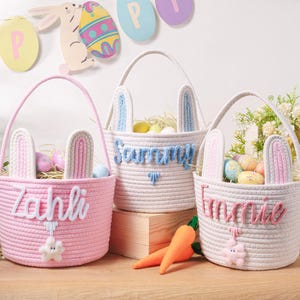 Personalisierter Osterhasenkorb mit Namen,Osternkorb für Kinder,Eiersuche-Ostern,Osterhaseneimer,Spielzeugkorb,Korb mit Spielzeug