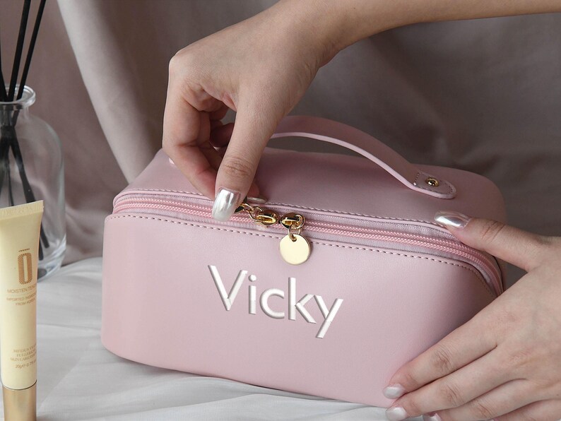 Embroidered Leather Cosmetic Bag,bridesmaid Makeup Bag,pu Makeup Bag