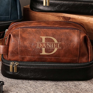Trousse de toilette en cuir personnalisée pour homme, cadeaux pour garçons d'honneur, trousse de toilette en cuir pour garçons d'honneur, trousse de voyage en cuir gravée, cadeau de remise des diplômes pour lui