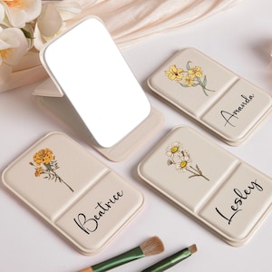 Personalized Bridesmaid Makeup Mirror,Custom Name Pocket Mirror,Portable Folding Compact Mirror,Handheld Makeup Mirror,Bridesmaid Gift