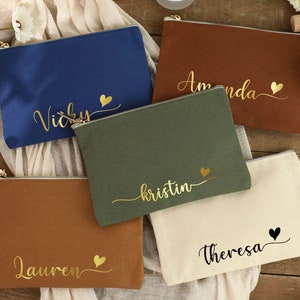 Personalisierte Brautjungfer Leinwand Kosmetiktasche, Make-up Tasche, Brautjungfer Geschenkvorschlag, Brautjungfer Geschenk, Hochzeit Make-up Tasche, Reise-Make-up Tasche