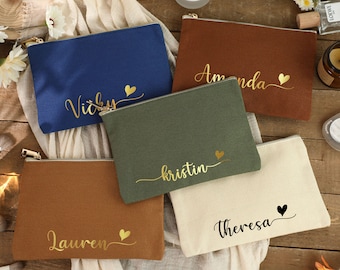 Personalized Bridesmaid Canvas Cosmetic Bag,Makeup Bag,Bridesmaid Gift Proposal,Bridesmaid Gift,Wedding Makeup bag,Travel makeup bag