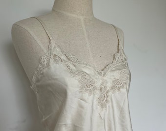 60s Vintage Eve Stillman Lace White Silk Camisole Top