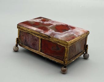 French 19th Century Agate Jewellery Casket – Antique Stone Trinket Box