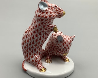 Herend Hungary Porcelain Figure of Two Mice