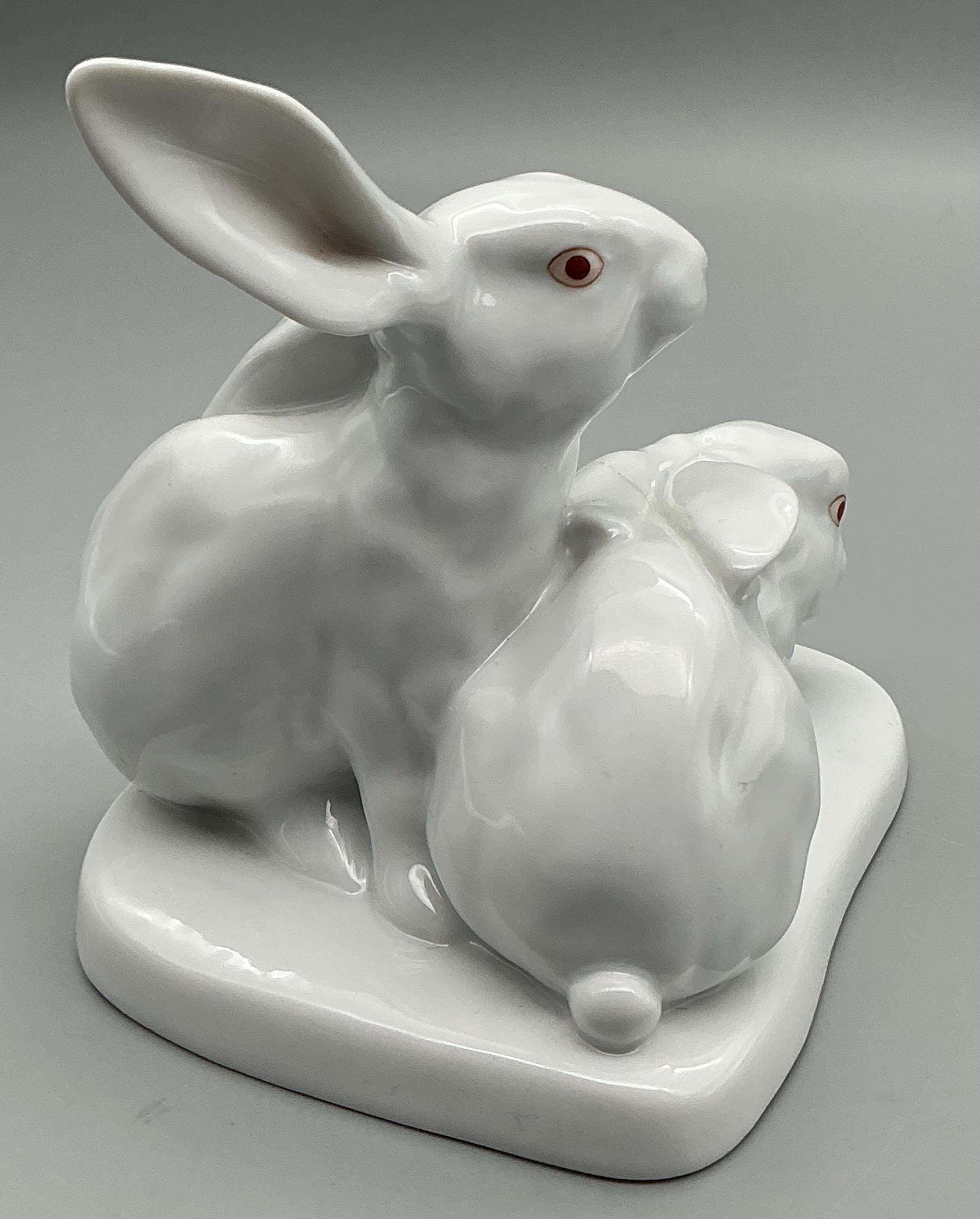 ヘレンド磁器のウサギの置物：手描きのハンガリー装飾 - Etsy 日本