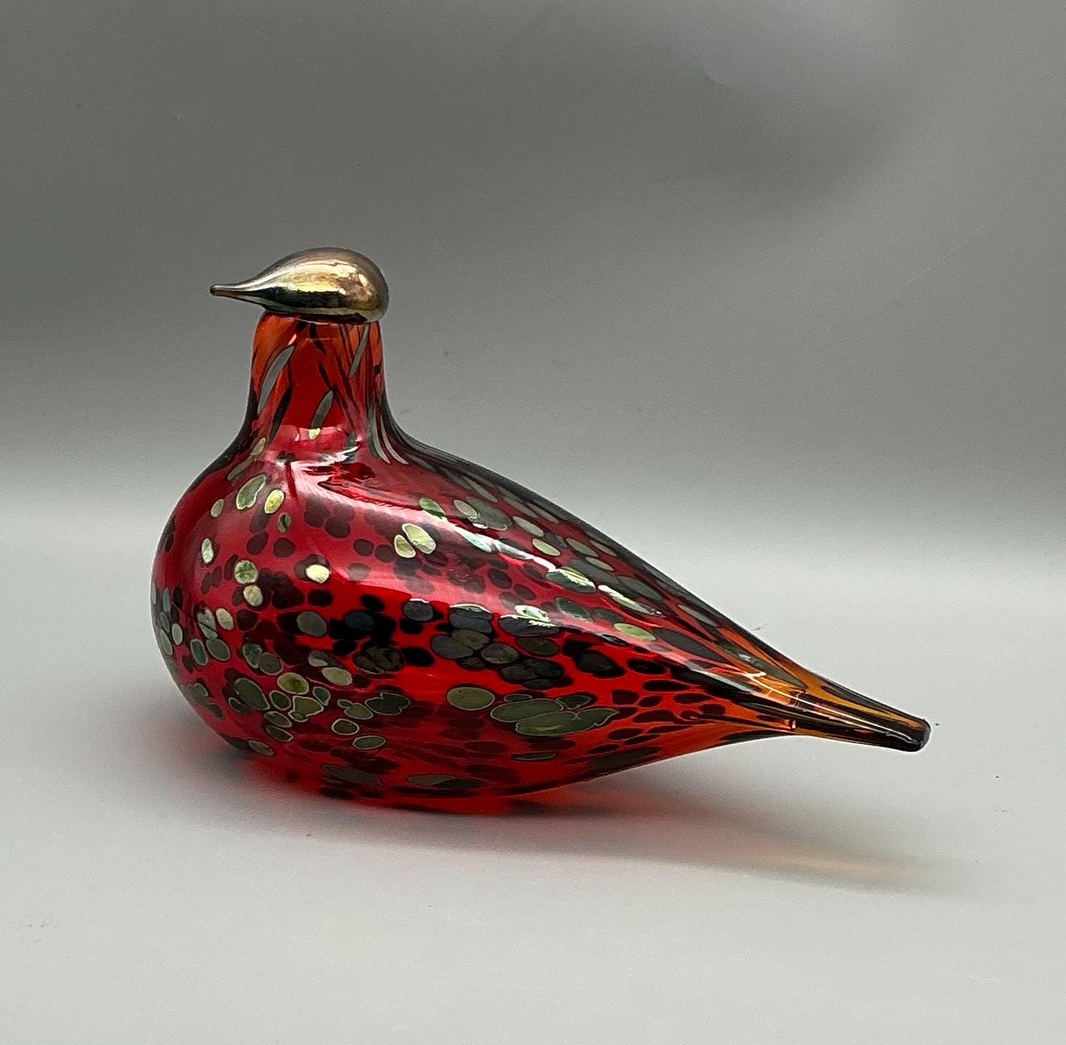 Oiva Toikka Iittala Art Glass Bird, Red Grouse, Iridescent Detail