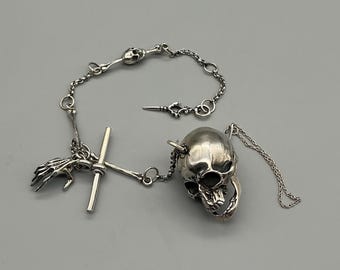Antique Memento Mori Skull Verge Fusee French Pocket Watch Gilt Silver ...
