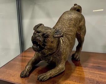 19th Century Austrian Cold Painted Bronze Pug | Vienna Bronze Dog Figurine