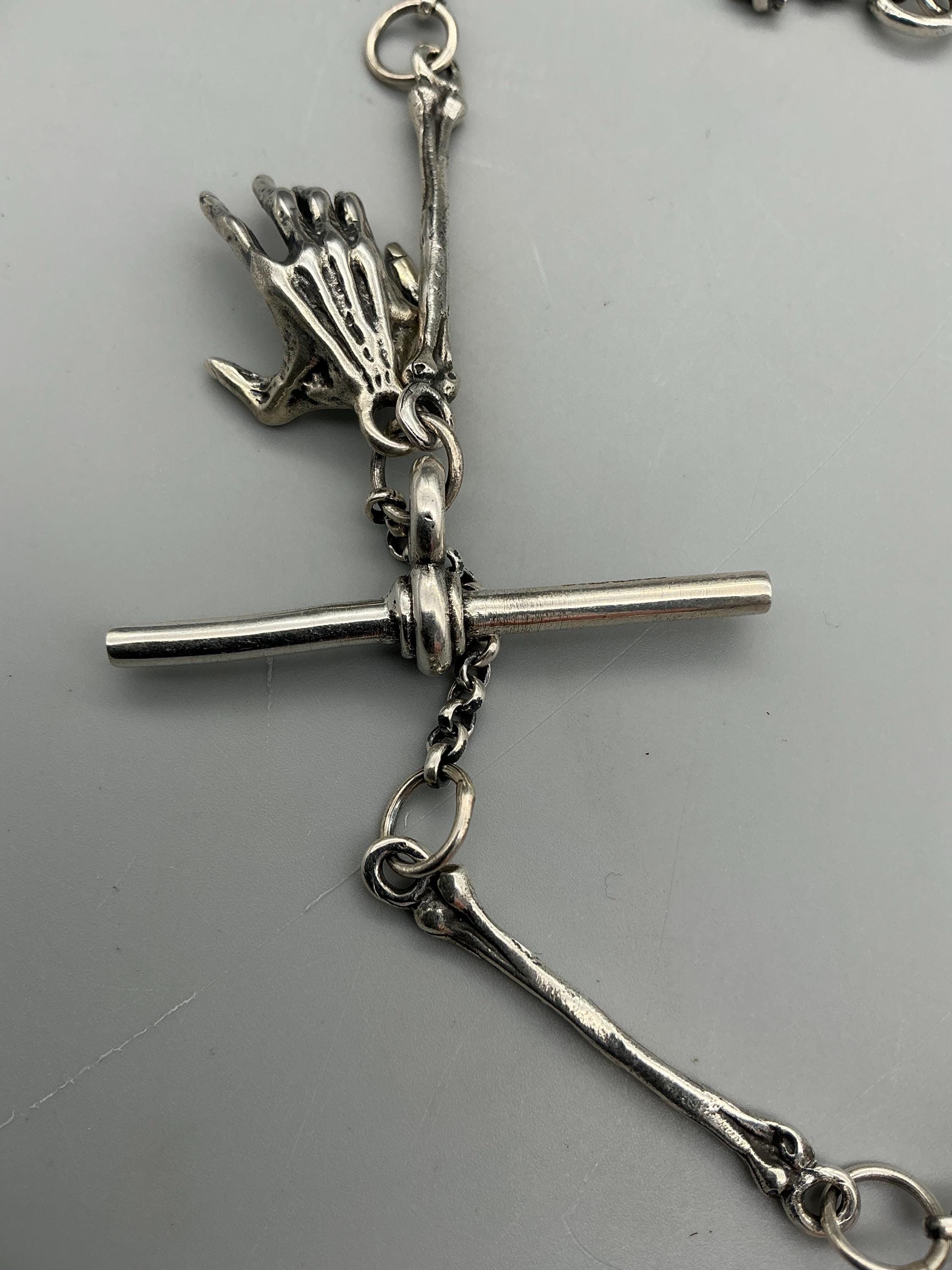Antique Sterling Silver Skull Pocket Watch Chain – Memento Mori Vesta ...