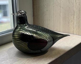 Oiva Toikka Flycatcher (sieppo) Art Glass Bird Rain With Red Beak