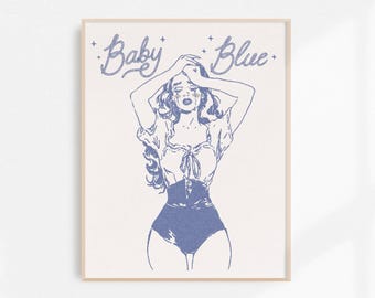 Baby Blue, Cowgirl Fine Art Print, Retro Cowgirl Art, Vintage Cowgirl Wall Art, Western Wall Decor, Unframed Print